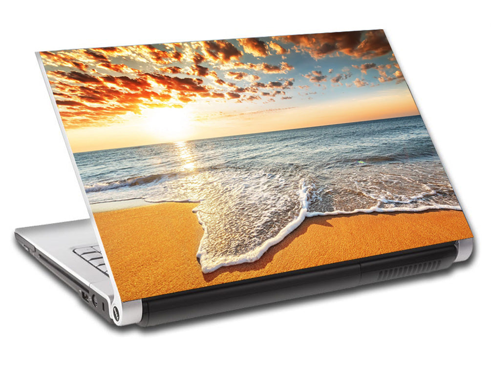 Beach Sunset Waves Personalized LAPTOP Skin Vinyl Decal L239