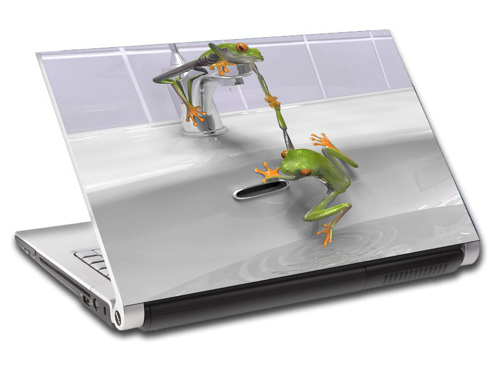Grenouilles dans évier ordinateur portable personnalisé Skin Vinyl Decal L23