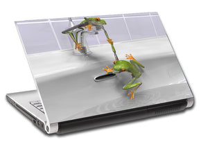 Grenouilles dans évier ordinateur portable personnalisé Skin Vinyl Decal L23