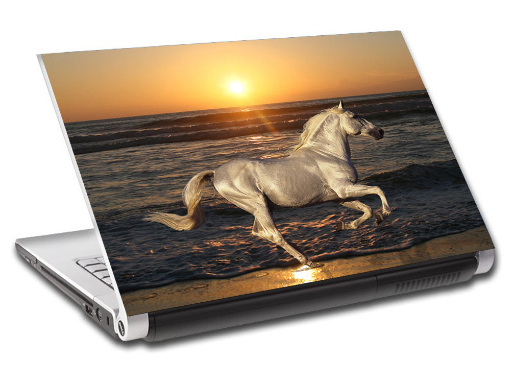 Cheval blanc au coucher du soleil ordinateur portable personnalisé Skin Vinyl Decal L783