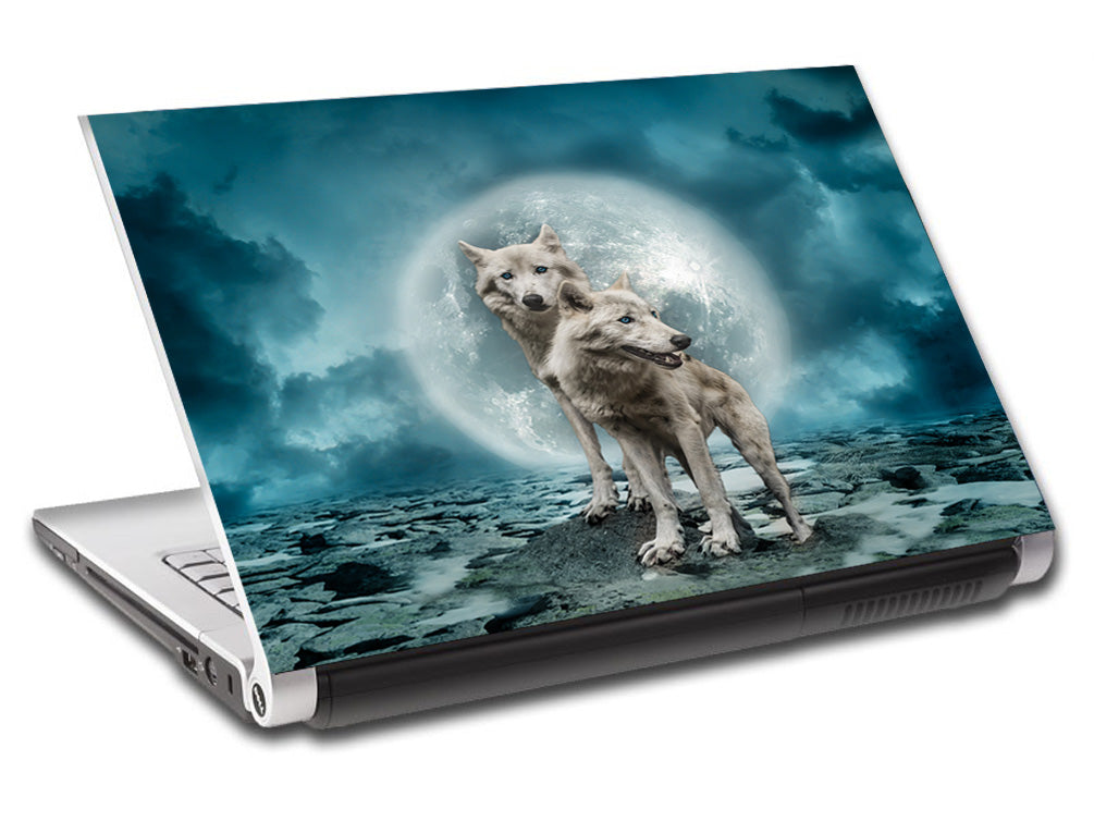 Loup blanc Plein Lune Personnalisée LAPTOP Skin Vinyl Decal L785