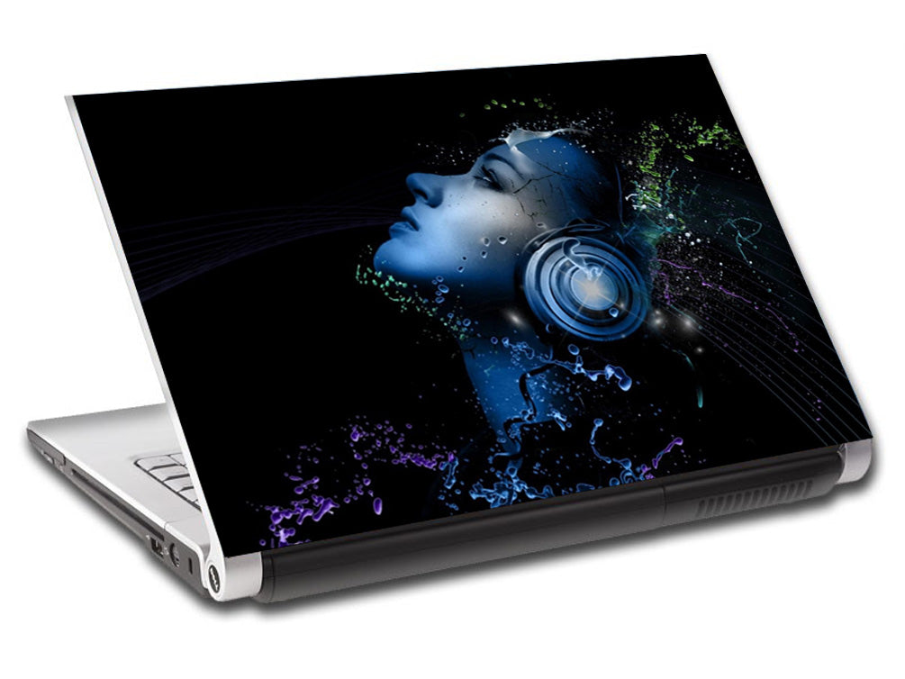DJ Girl Headphones Personalized LAPTOP Skin Vinyl Decal L82