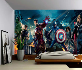 Super Heros Woven Self-Adhesive Removable Wallpaper Modern Mural M05