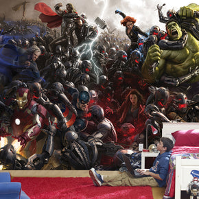 Super Heros Woven Self-Adhesive Removable Wallpaper Modern Mural M06