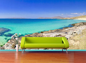 Papier peint amovible auto-adhésif tissé de plage tropicale exotique M08