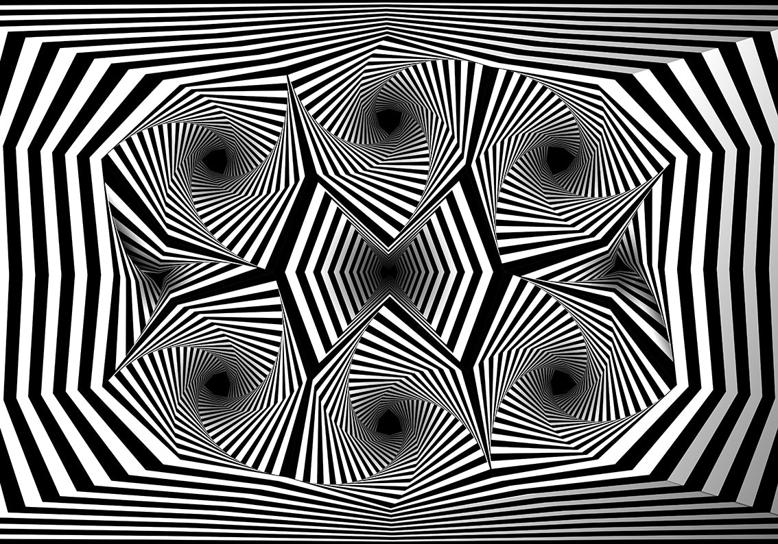 Illusion Black & White Pattern Woven Self-Adhesive Removable Wallpaper Modern Mural M103