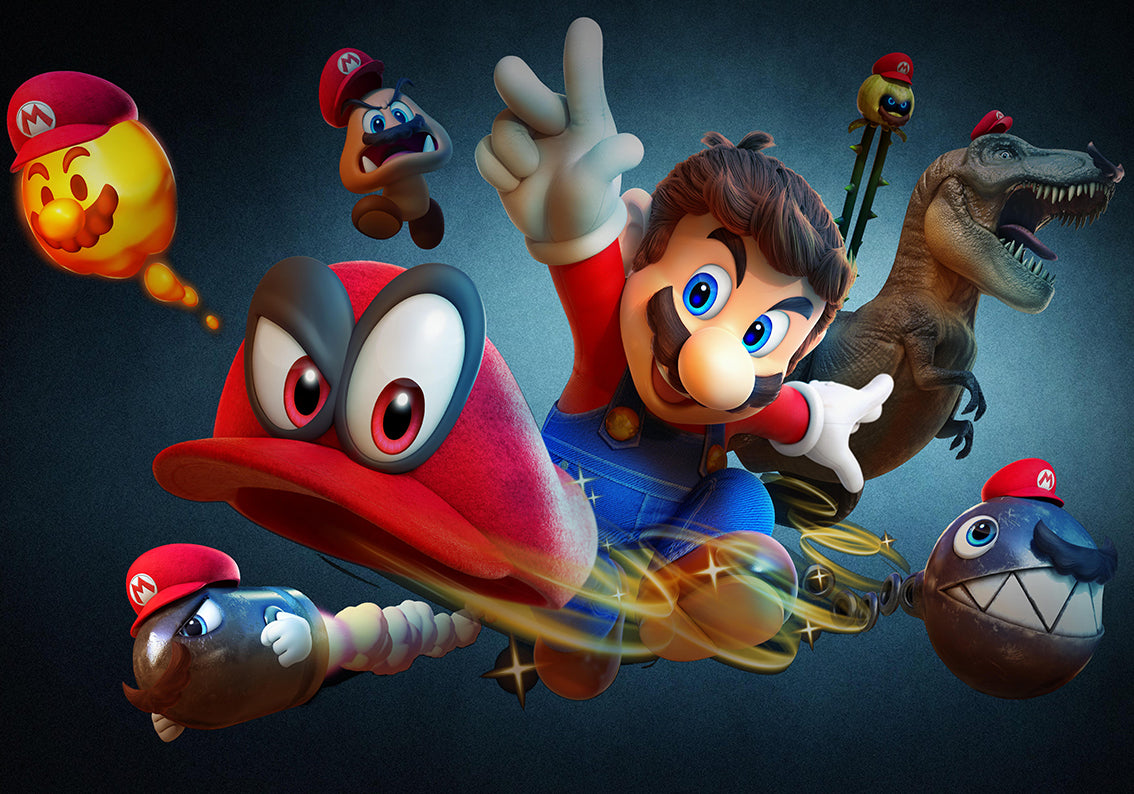 SUPER MARIO BROS ODYSSEY Papier Peint Amovible Auto-Adhésif Tissé Murale Moderne M109