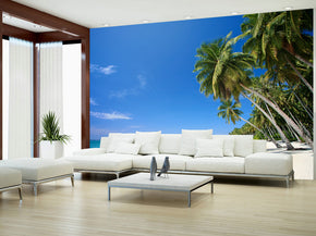 Tropical Palm Beach Woven Self-Adhesive Removable Wallpaper Modern Mural M12