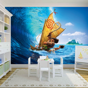 Moana Disney Princess Woven Self-Adhesive Removable Wallpaper Modern Mural M131