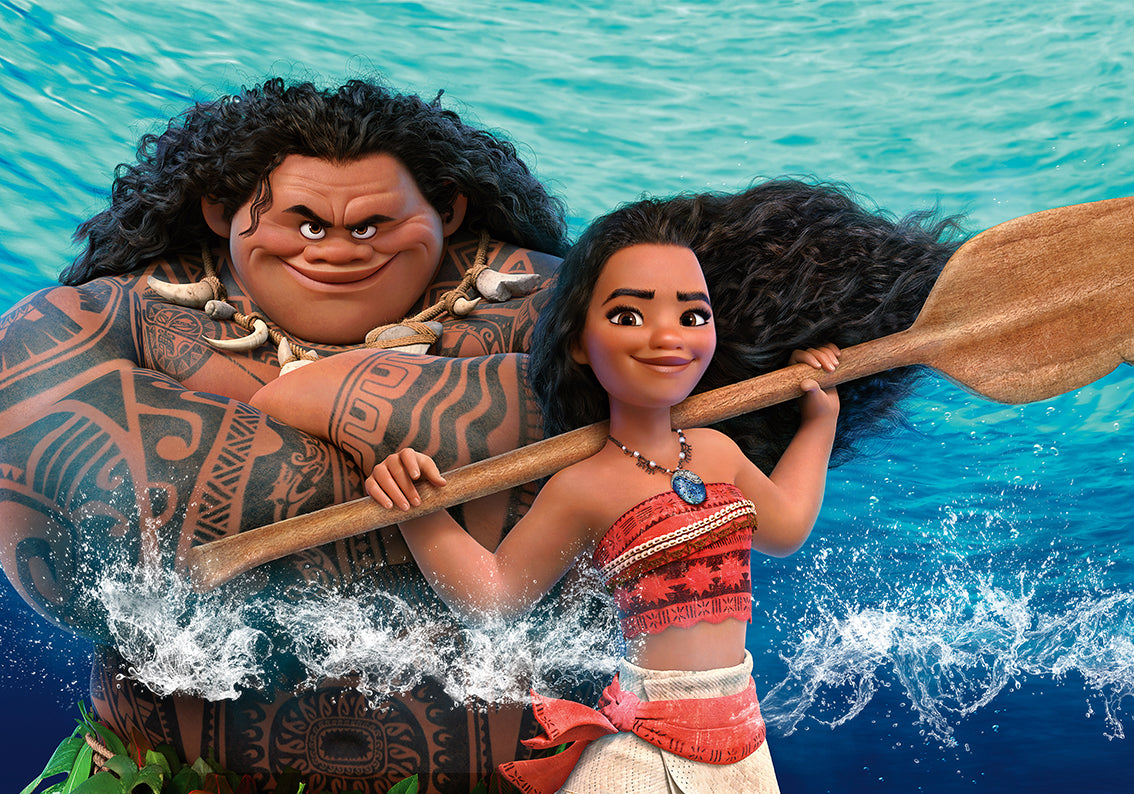 Moana & Maui Disney Princess Woven Self-Adhesive Removable Wallpaper Modern Mural M132