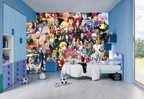 Anime Manga Characters Woven Self-Adhesive Removable Wallpaper Modern Mural M148
