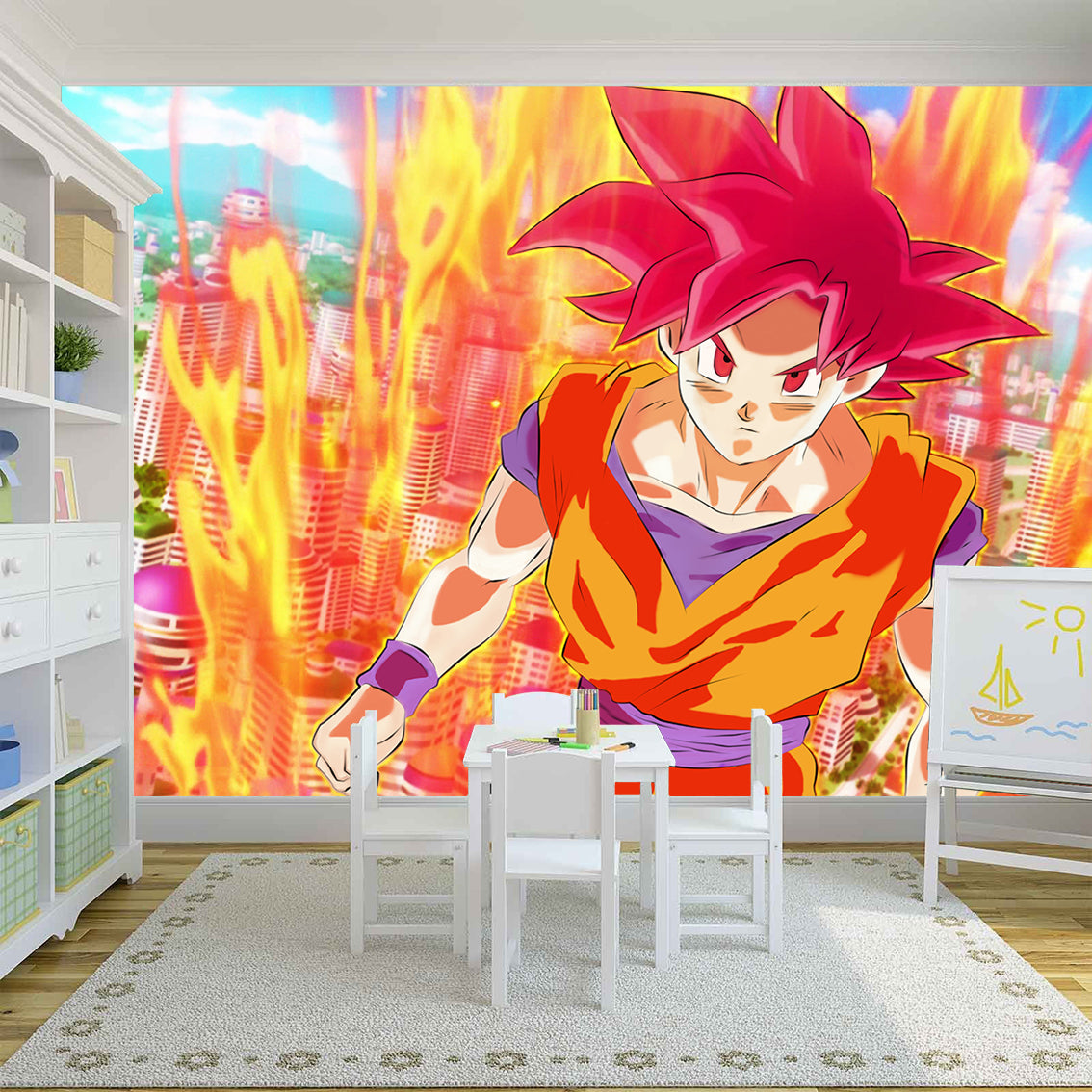 Dragon Ball Z Goku Woven Self-Adhesive Removable Wallpaper Modern Mural M149