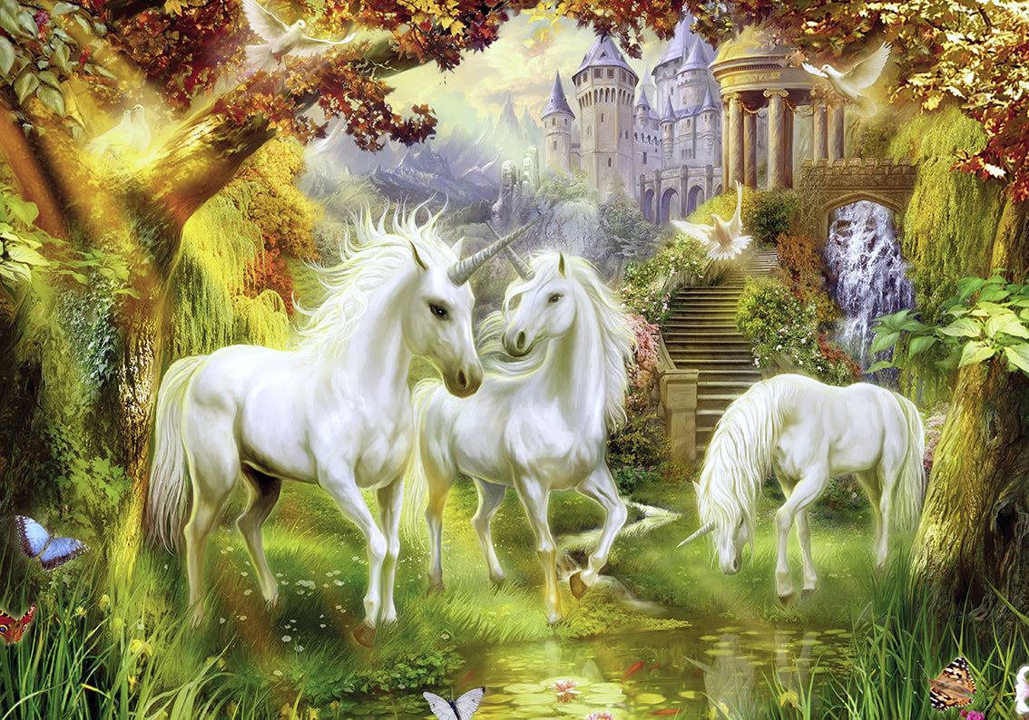 Unicorn Garden Fantasy Tissé auto-adhésif papier peint amovible Moderne Mural M199