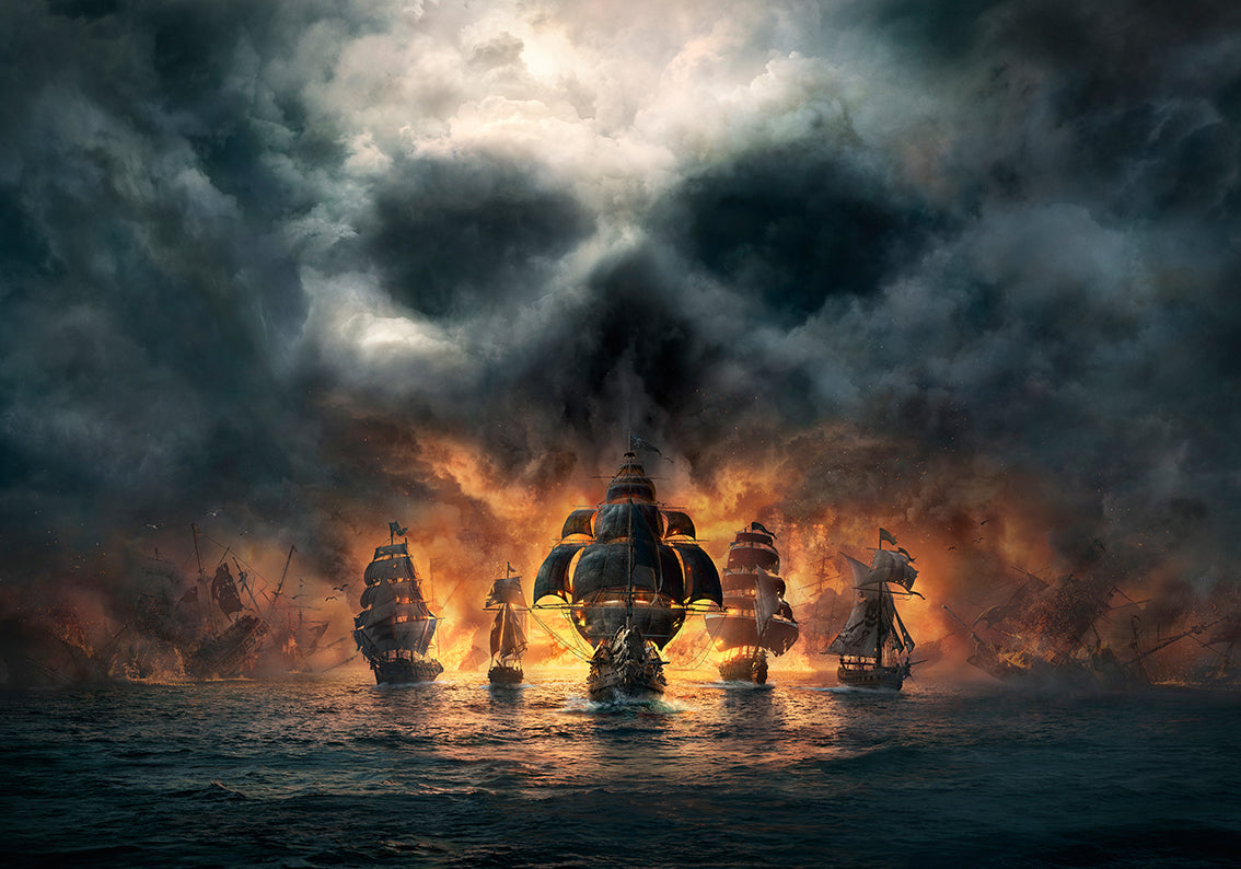 Pirate Ships Woven Self-Adhesive Removable Wallpaper Modern Mural M216