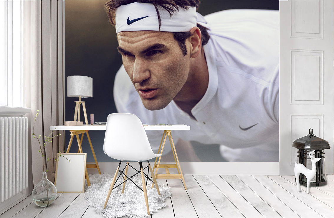 Roger Federer Tennis Woven Self-Adhésif Removable Wallpaper Modern Mural M226