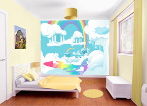 Papier peint amovible auto-adhésif tissé arc-en-ciel pépinière murale moderne M230