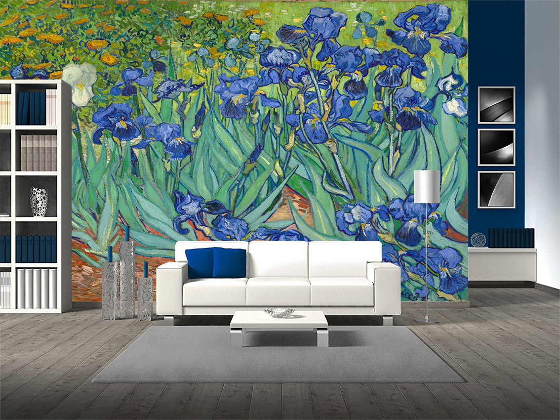 Van Gogh Irises Woven Self-Adhesive Removable Wallpaper Modern Mural M246