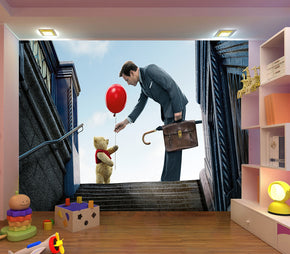 Winnie The Pooh Woven Self-Adhesive Removable Wallpaper Modern Mural M271