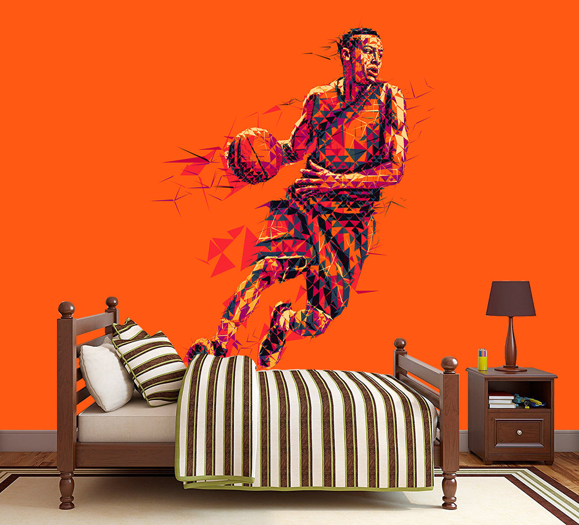 Basketball Player Woven Auto-Adhesive Amovible Papier Peint Moderne Mural M36