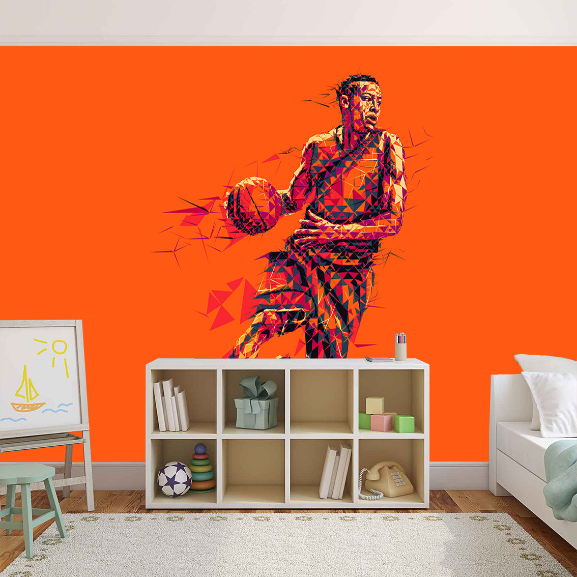 Basketball Player Woven Auto-Adhesive Amovible Papier Peint Moderne Mural M36