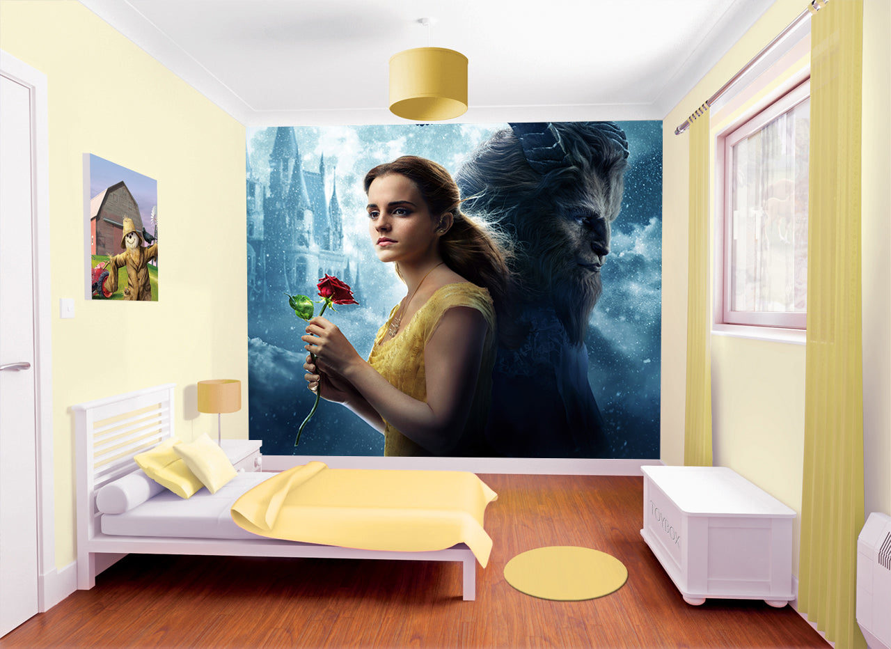 Beauty & The Beast Woven Self-Adhesive Removable Wallpaper Modern Mural M39