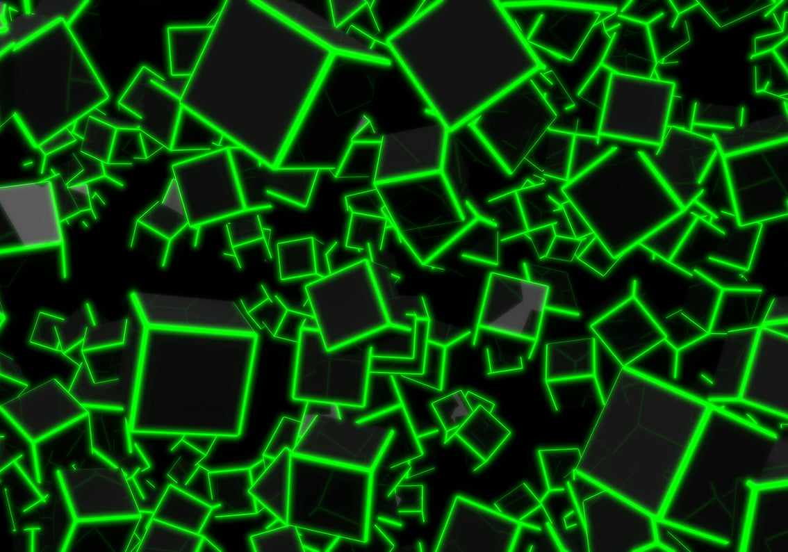 NEON CUBES GREEN Woven Self-Adhesive Removable Wallpaper Modern Mural M40