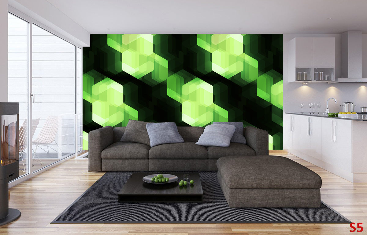 Crystal Lights Green Woven Self-Adhesive Removable Wallpaper Modern Mural M51