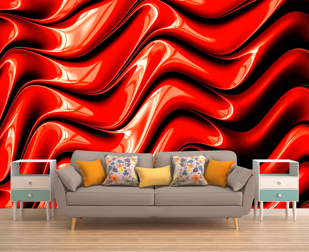 Red Fractal Pattern Woven Self-Adhesive Removable Wallpaper Modern Mural M66