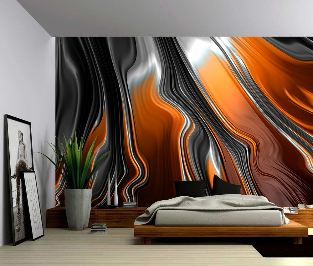 Metal Fractal Pattern Woven Self-Adhesive Removable Wallpaper Modern Mural M67