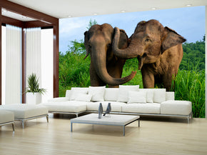 Elephants Woven Self-Adhesive Removable Wallpaper Modern Mural M77