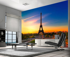 Paris Eiffel Tower Woven Self-Adhesive Removable Wallpaper Modern Mural M79