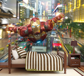 IRON-MAN Superhero Woven Self-Adhesive Removable Wallpaper Modern Mural M93