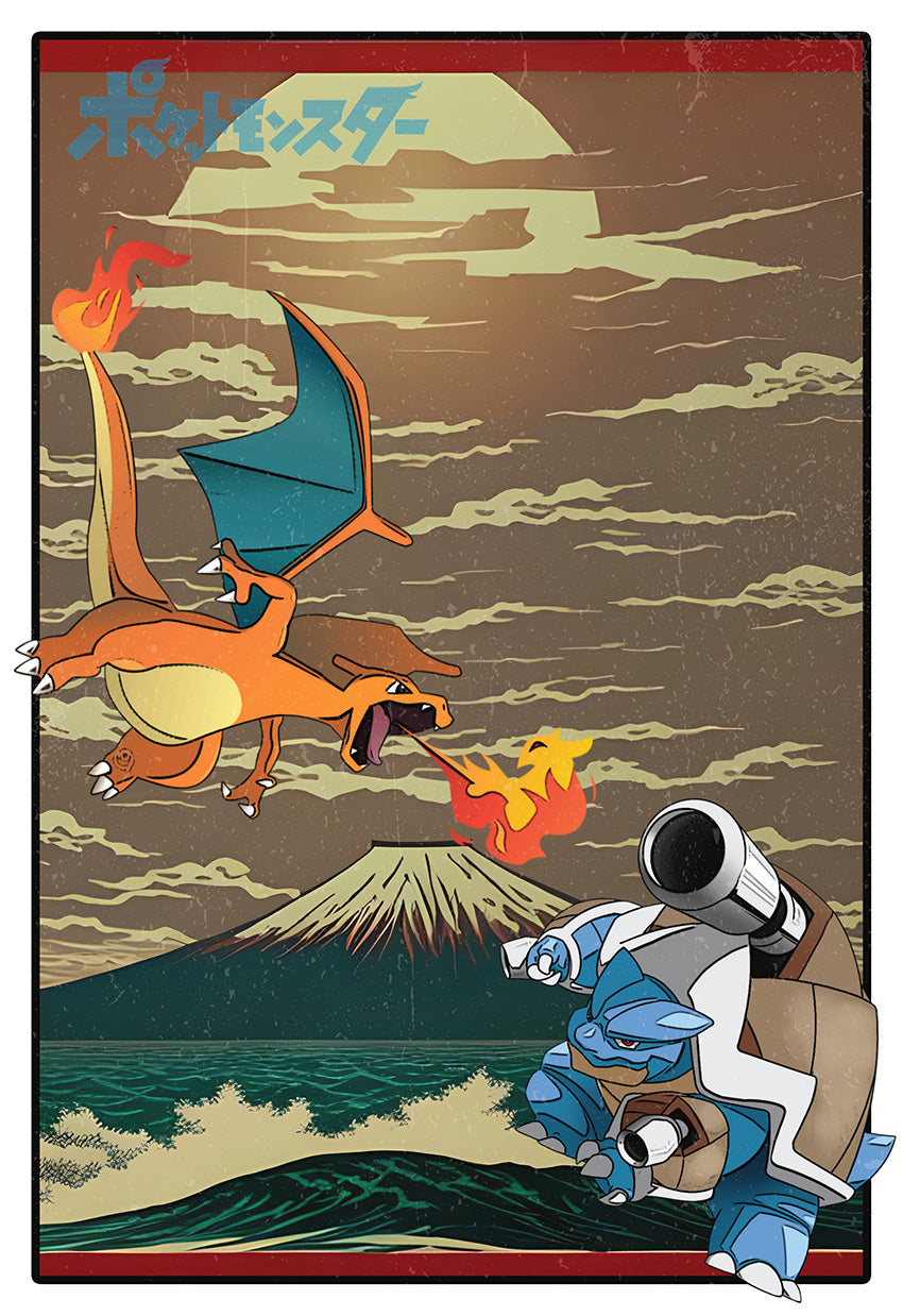 Charizard vs Blastoise Pokemon Wall Poster P01