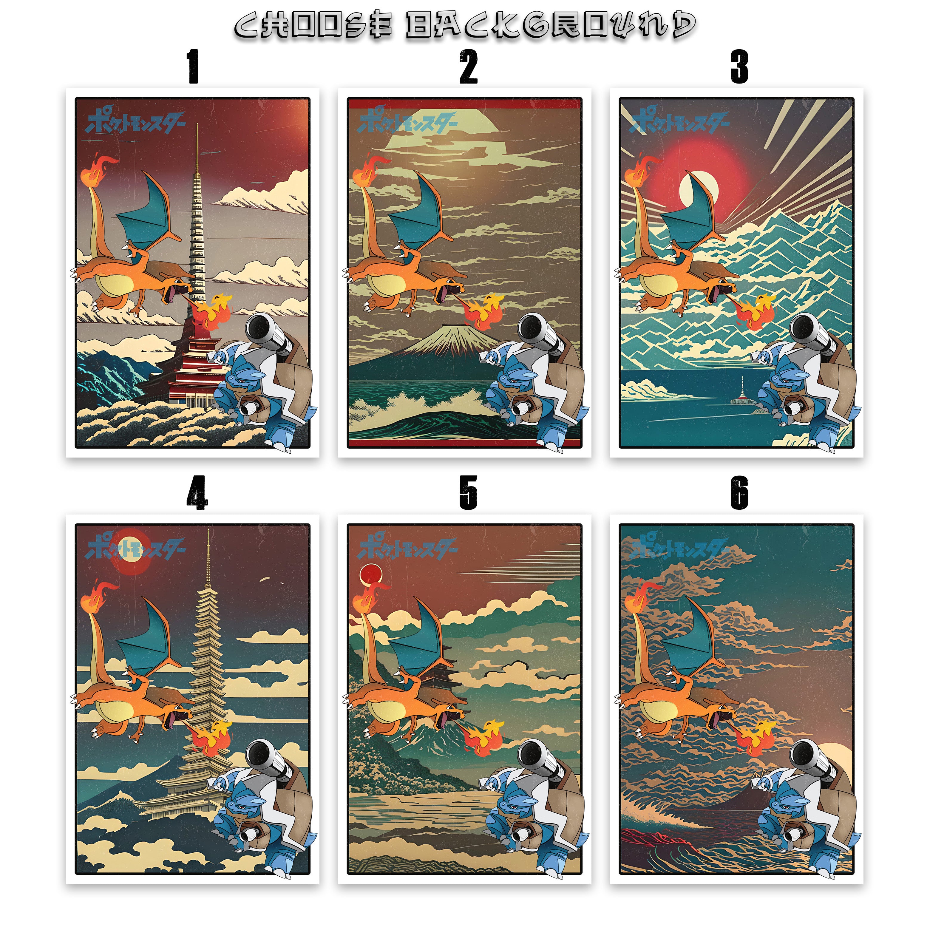 Charizard vs Blastoise Pokemon Wall Poster P01