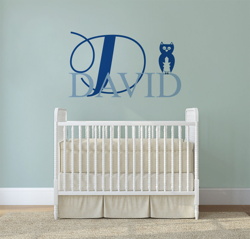 Personalized Owl Name  Wall Sticker Decal Stencil Silhouette SQ192