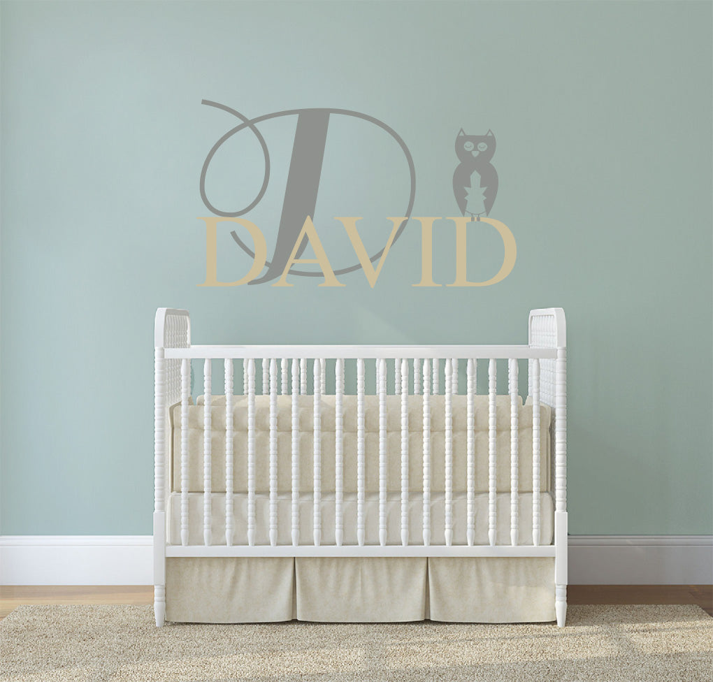 Personalized Owl Name  Wall Sticker Decal Stencil Silhouette SQ192