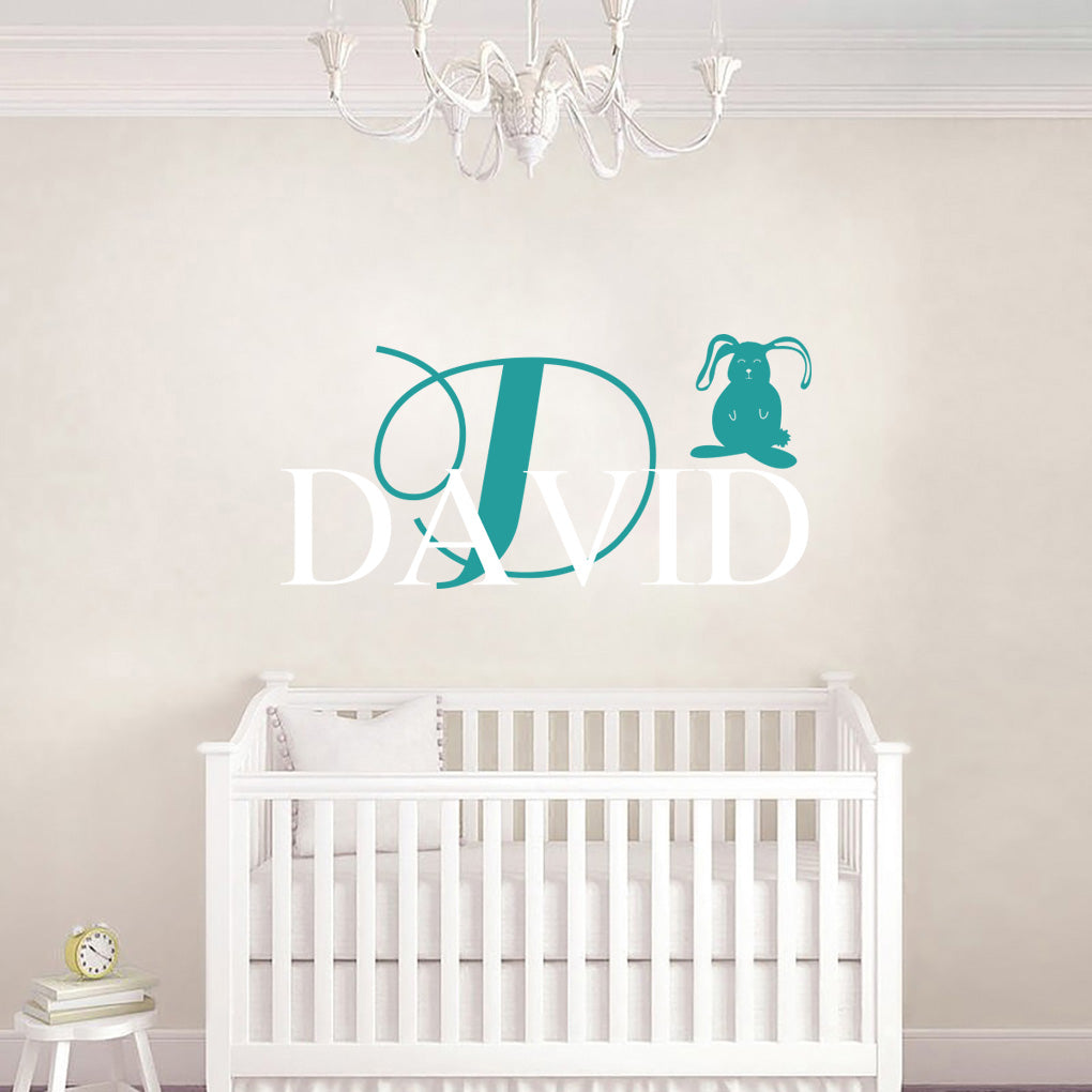 Personalized Rabbit Name  Wall Sticker Decal Stencil Silhouette SQ193