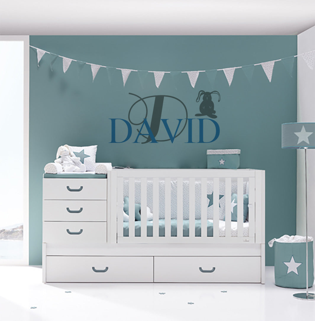 Personalized Rabbit Name  Wall Sticker Decal Stencil Silhouette SQ193
