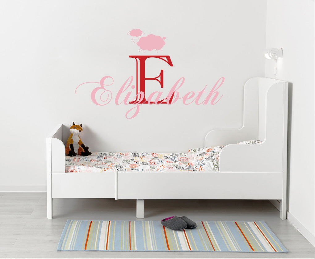 Personalized Sheep Name  Wall Sticker Decal Stencil Silhouette SQ194