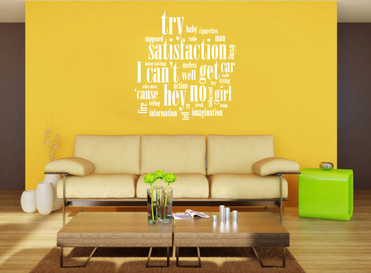 NO SATISFACTION Inspirational Quotes Wall Sticker Decal SQ109