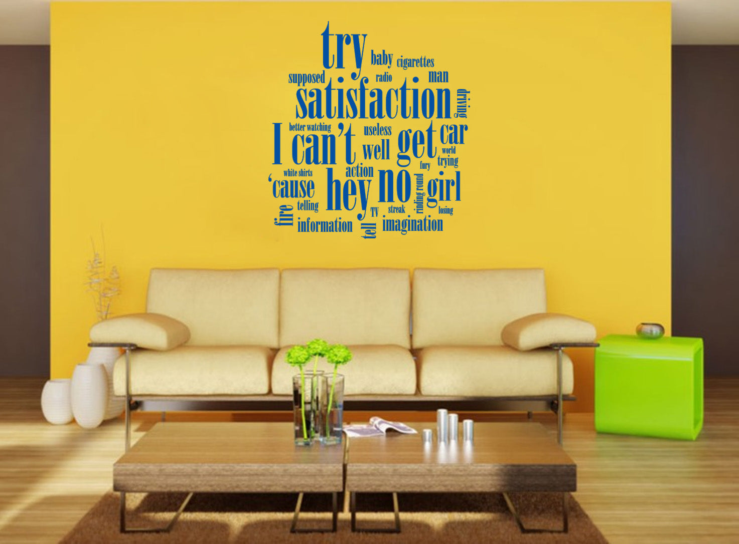 NO SATISFACTION Inspirational Quotes Wall Sticker Decal SQ109