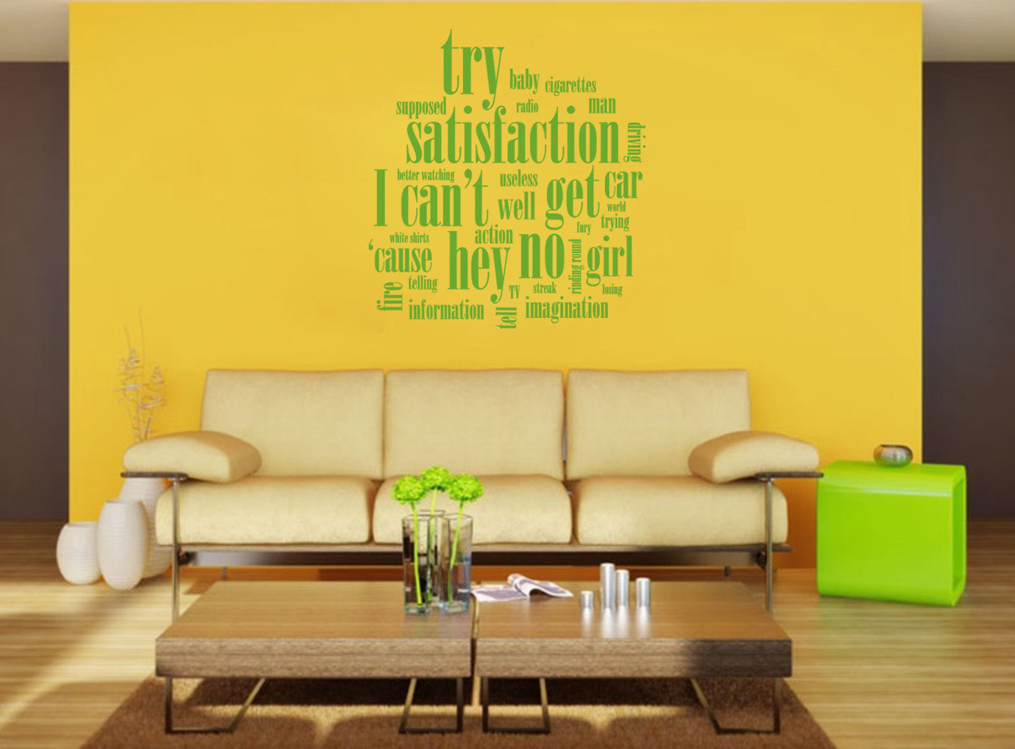 NO SATISFACTION Inspirational Quotes Wall Sticker Decal SQ109