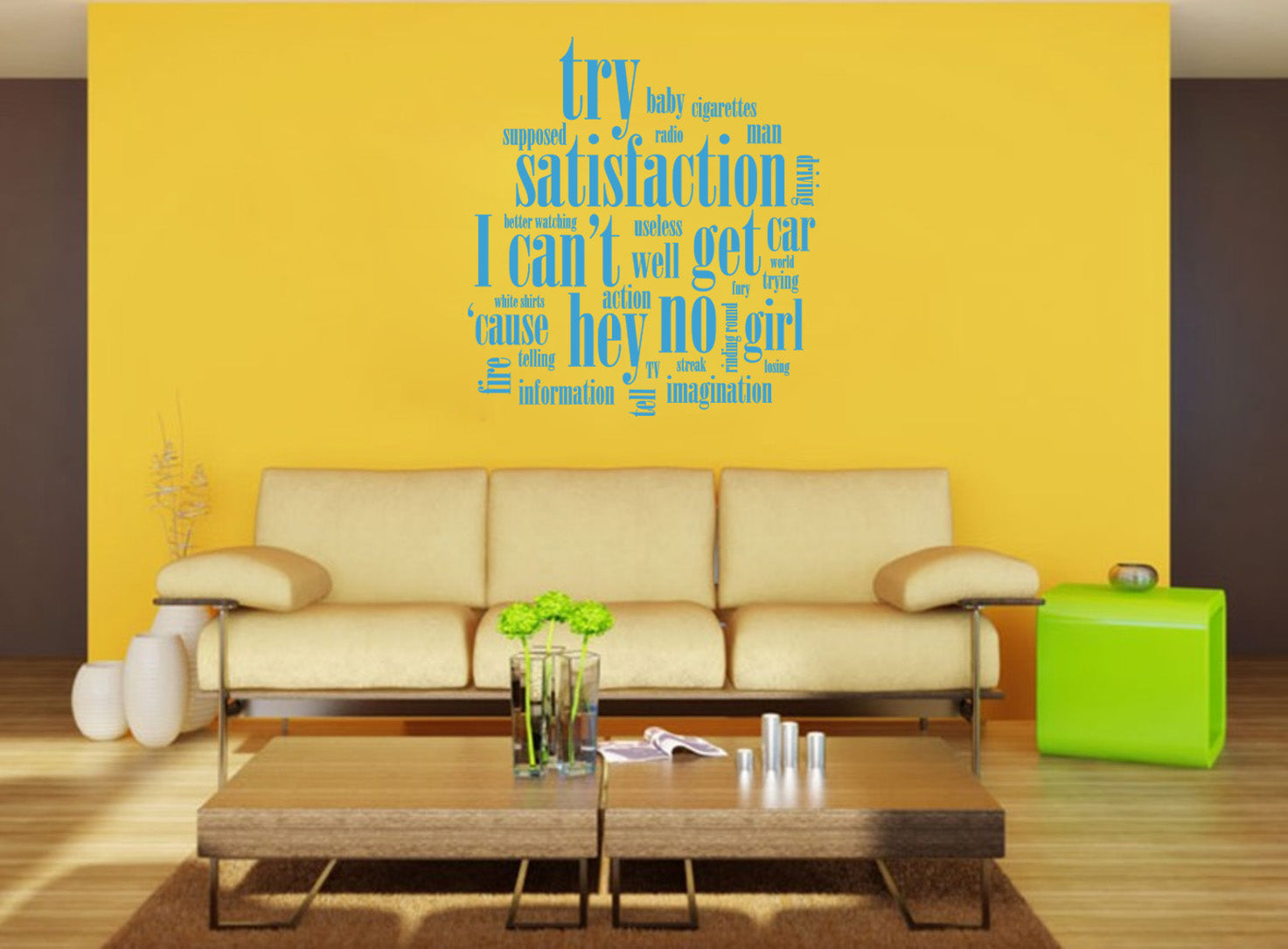 NO SATISFACTION Inspirational Quotes Wall Sticker Decal SQ109