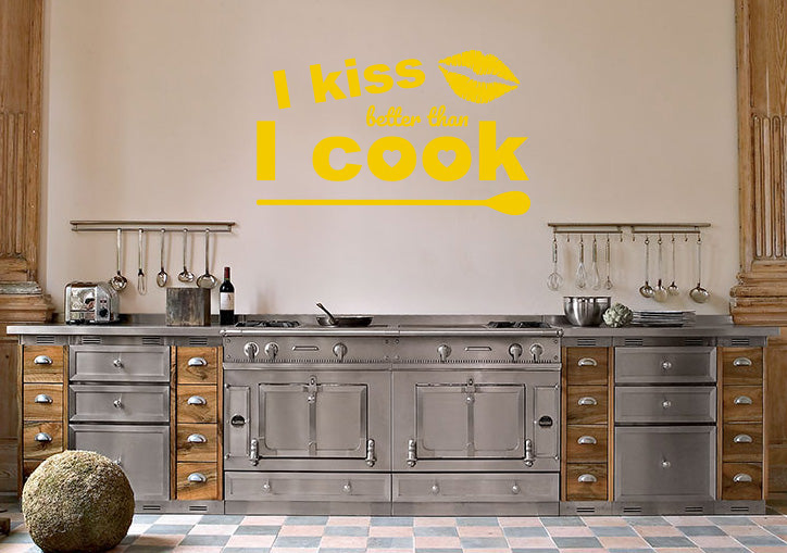 I KISS BETTER THAN I COOK Inspirational Quotes Wall Sticker Décalque SQ112