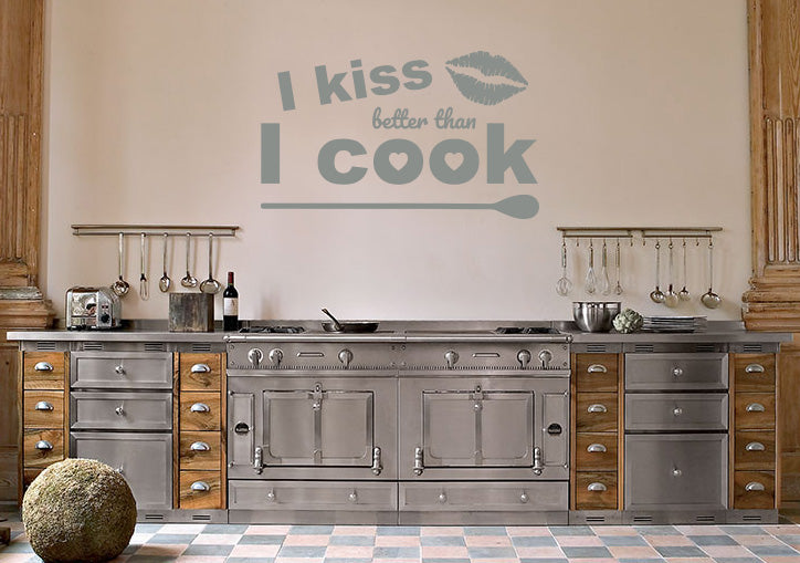 I KISS BETTER THAN I COOK Inspirational Quotes Wall Sticker Décalque SQ112