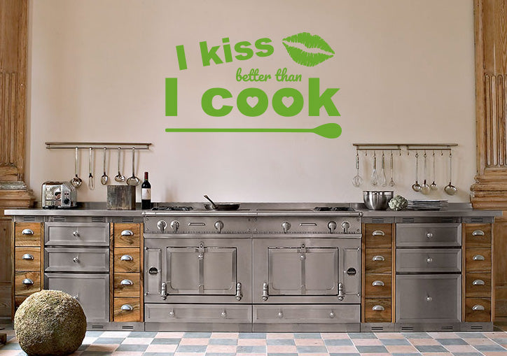 I KISS BETTER THAN I COOK Inspirational Quotes Wall Sticker Décalque SQ112