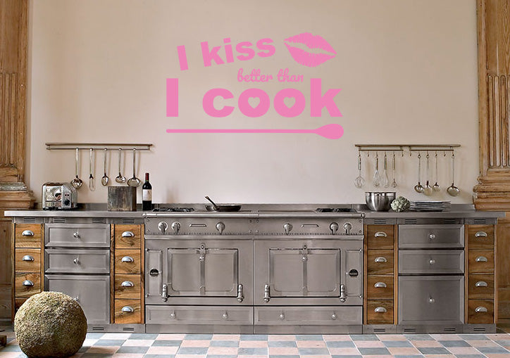 I KISS BETTER THAN I COOK Inspirational Quotes Wall Sticker Décalque SQ112