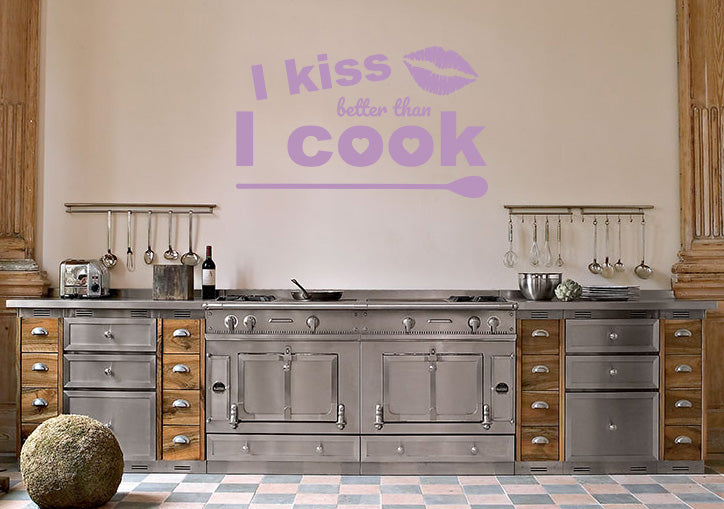 I KISS BETTER THAN I COOK Inspirational Quotes Wall Sticker Décalque SQ112