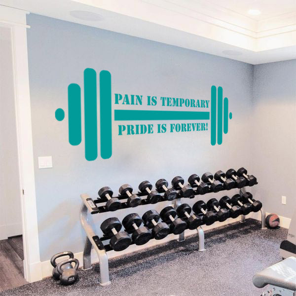 PAIN IS TEMPORARY PRIDE FOREVER Gym Weights Inspirational Quotes Wall Sticker Décalque SQ118
