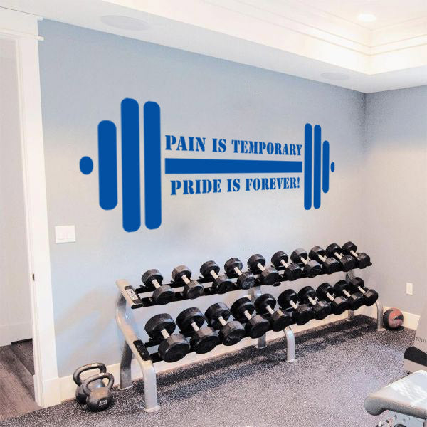 PAIN IS TEMPORARY PRIDE FOREVER Gym Weights Inspirational Quotes Wall Sticker Décalque SQ118